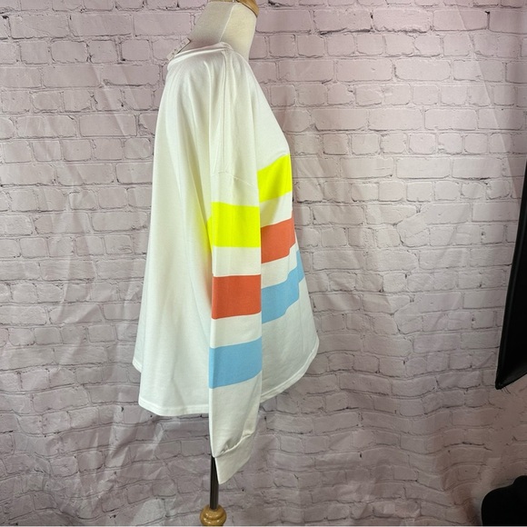 NWT Boutique Neon stripe fleece sweatshirt sweater weather casual sz XL - Picture 9 of 9